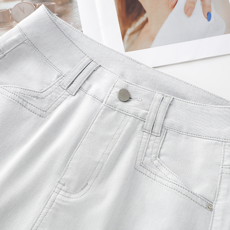 High - Waisted Loose Slimming Grey Straight - Leg Maxi Jeans