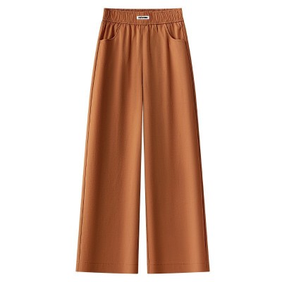 High - Waisted Loose Straight - Leg Orange Wide - Leg Pants 02
