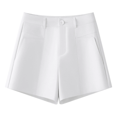 High - Waisted Slimming Loose Crepe Shorts 01