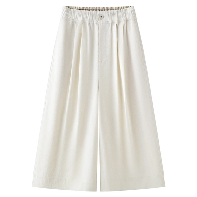 High - Waisted Versatile Loose Slimming Cropped Wide - Leg Pants 01