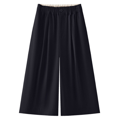 High - Waisted Versatile Loose Slimming Cropped Wide - Leg Pants 02