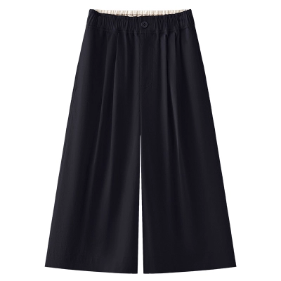 High - Waisted Versatile Loose Slimming Cropped Wide - Leg Pants 02