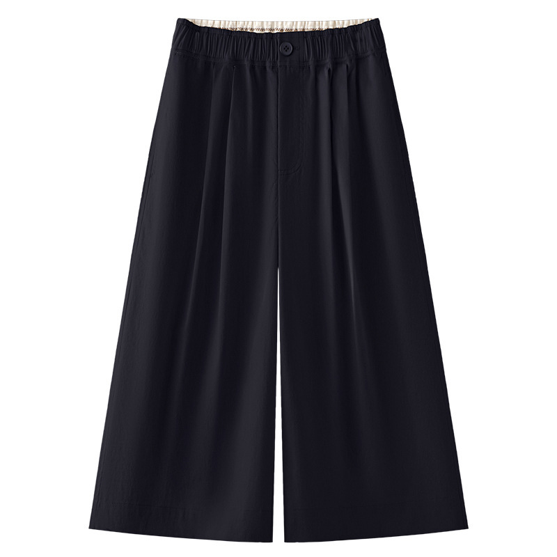 High - Waisted Versatile Loose Slimming Cropped Wide - Leg Pants