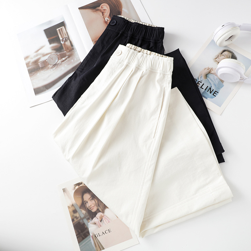 High - Waisted Versatile Loose Slimming Cropped Wide - Leg Pants