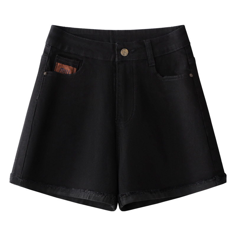 Summer Thin High - Waisted Loose Black Denim Shorts
