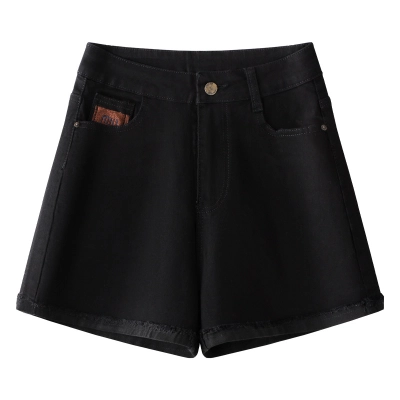 Summer Thin High - Waisted Loose Black Denim Shorts 01