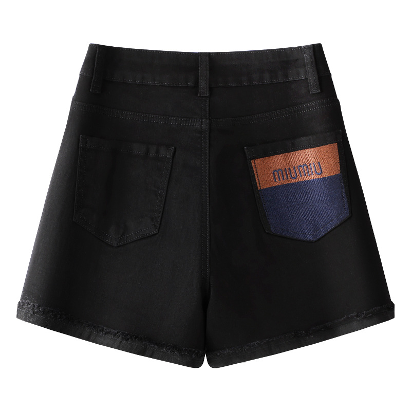 Summer Thin High - Waisted Loose Black Denim Shorts