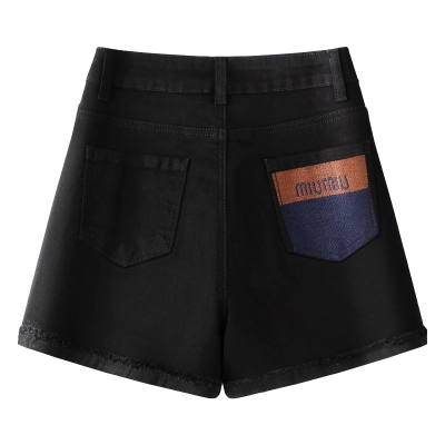 Summer Thin High - Waisted Loose Black Denim Shorts 02