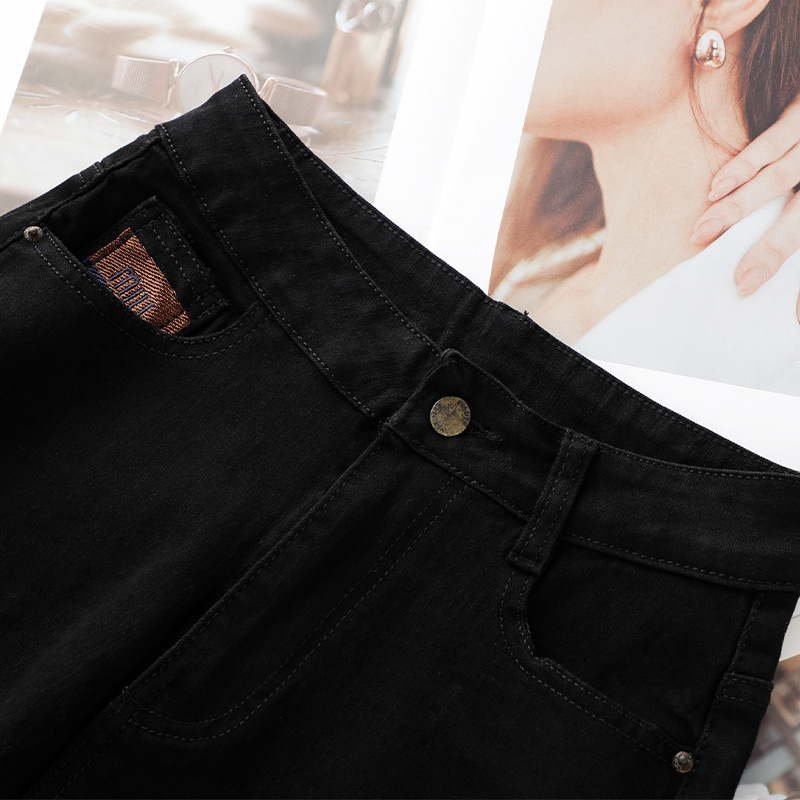 Summer Thin High - Waisted Loose Black Denim Shorts