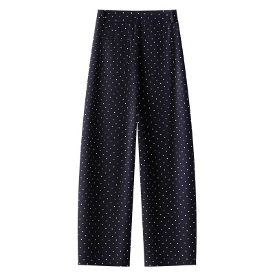 High-Waisted Loose Harem Pants Navy Blue 02