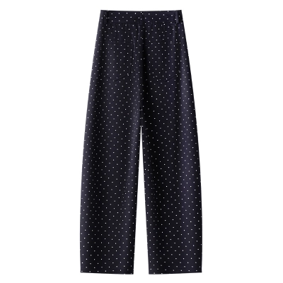 High-Waisted Loose Harem Pants Navy Blue 02