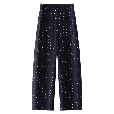 High-Waisted Loose Harem Pants Navy Blue 01