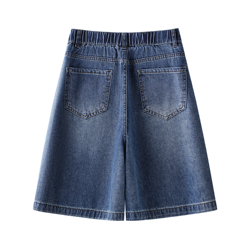 High-Waist Loose Blue Denim Shorts