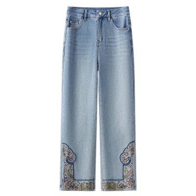 Slim Fit High - Waisted Skinny Jeans With Embroidery 01