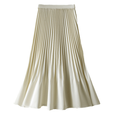 Elegant A - Line Pleated Midi Skirt 01