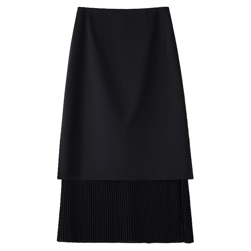 leated High - Waisted A - Line Skirt with Draping