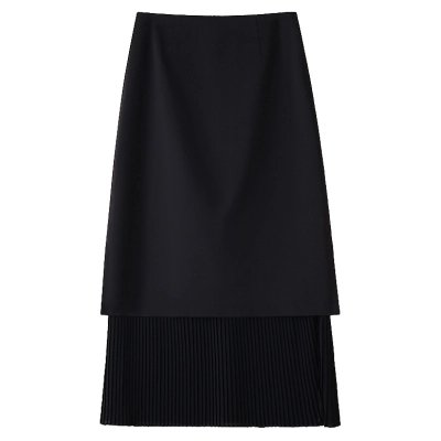 leated High - Waisted A - Line Skirt with Draping 01