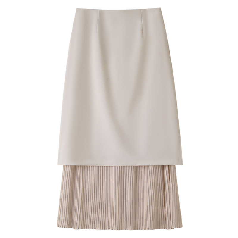 leated High - Waisted A - Line Skirt with Draping