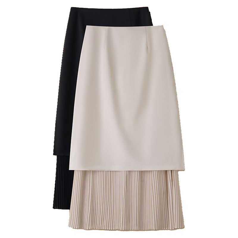leated High - Waisted A - Line Skirt with Draping