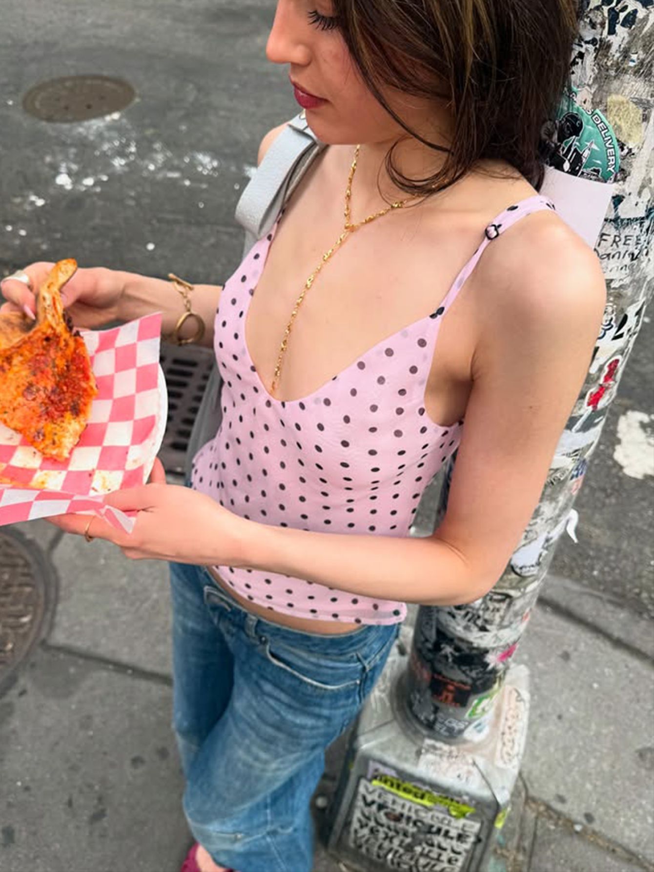 Polka - Dot V - Neck Bodycon Tank Top