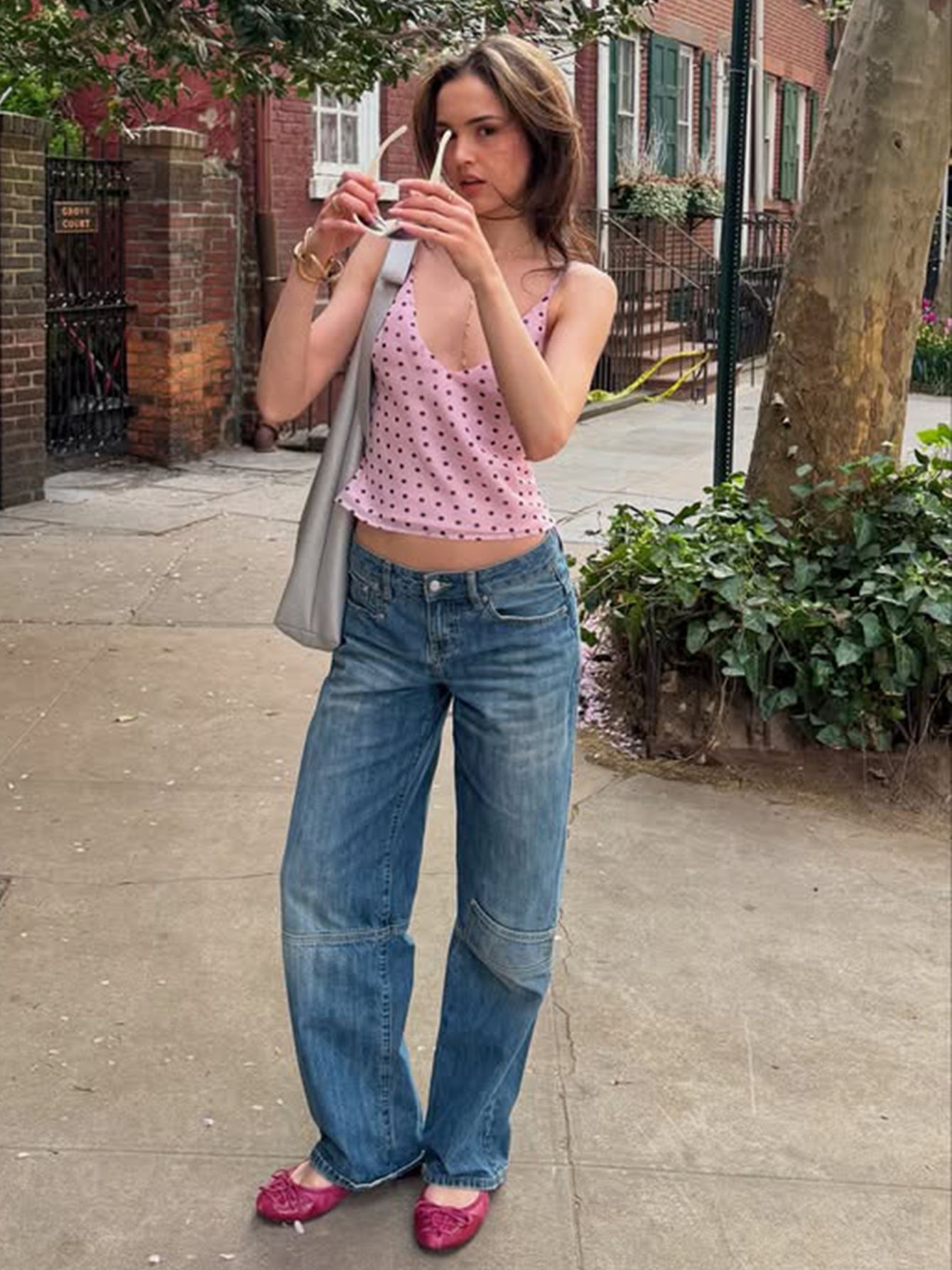 Polka - Dot V - Neck Bodycon Tank Top