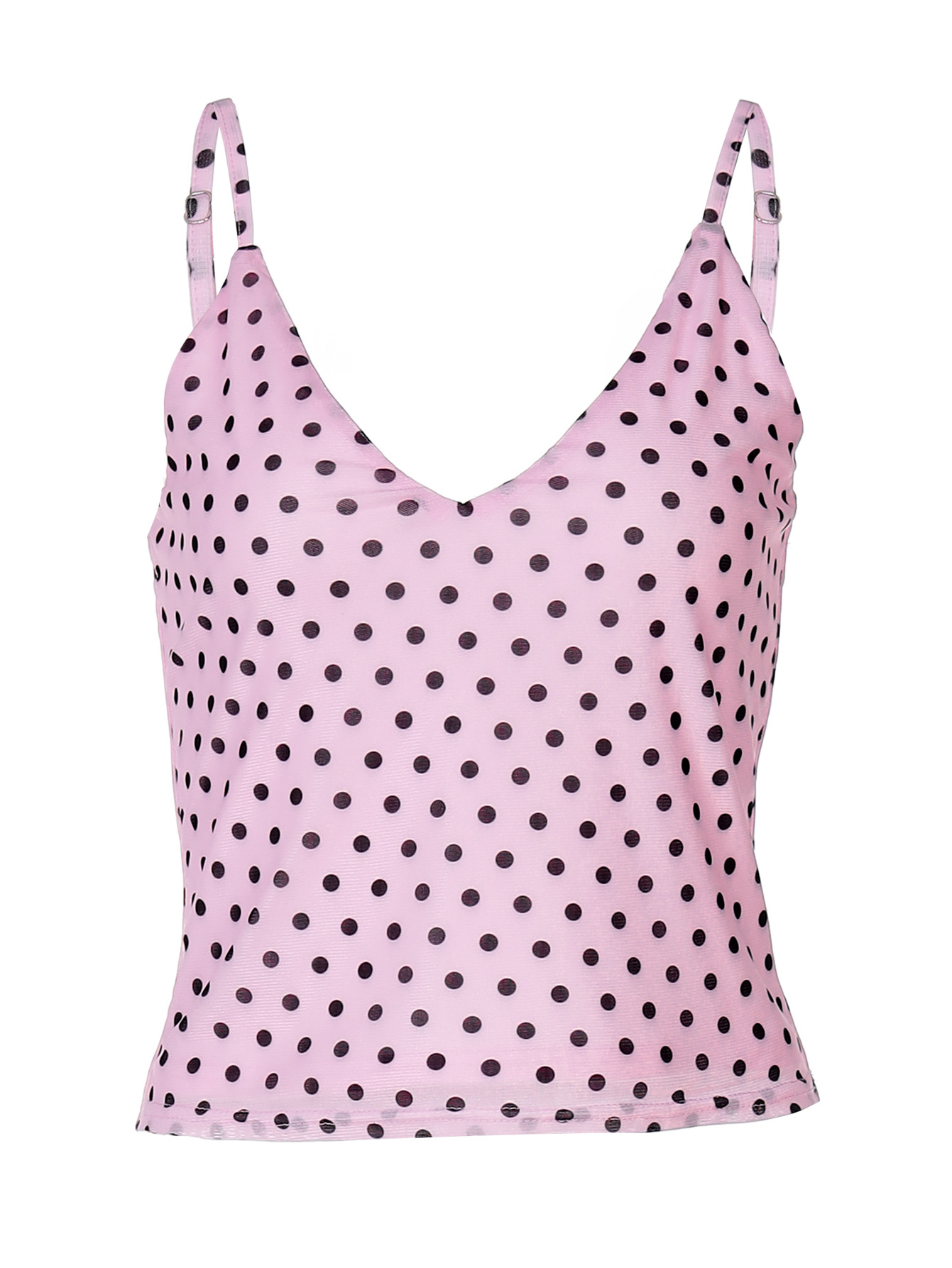Polka - Dot V - Neck Bodycon Tank Top