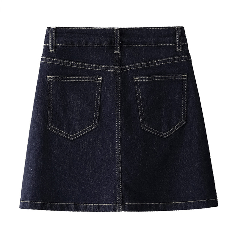 A - Line Retro Blue Mini Skirt for Petite Women
