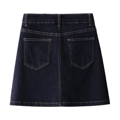 A - Line Retro Blue Mini Skirt for Petite Women 02