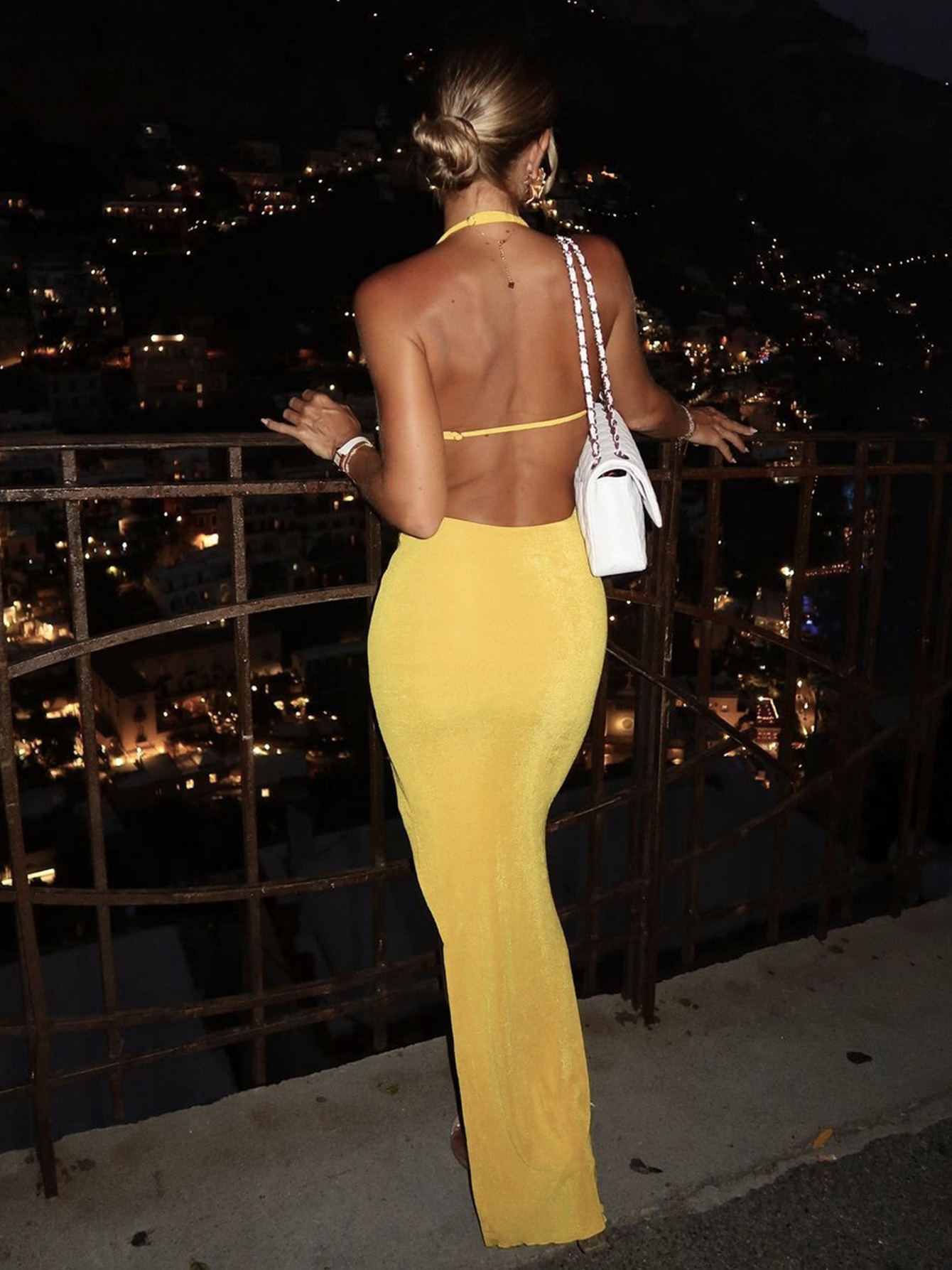 Backless V - Neck Slim Fit Solid Color Long Off - the - Shoulder Dress 