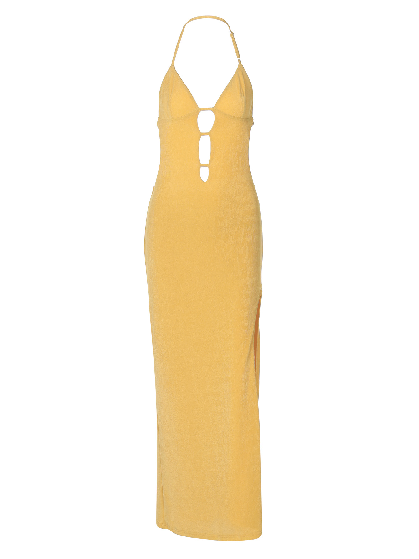 Backless V - Neck Slim Fit Solid Color Long Off - the - Shoulder Dress 