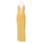Backless V - Neck Slim Fit Solid Color Long Off - the - Shoulder Dress 