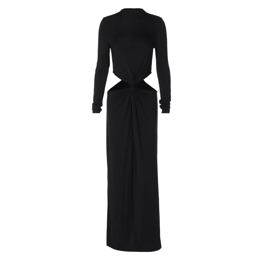 Embroidered Hollow - out Cropped Long Dress
