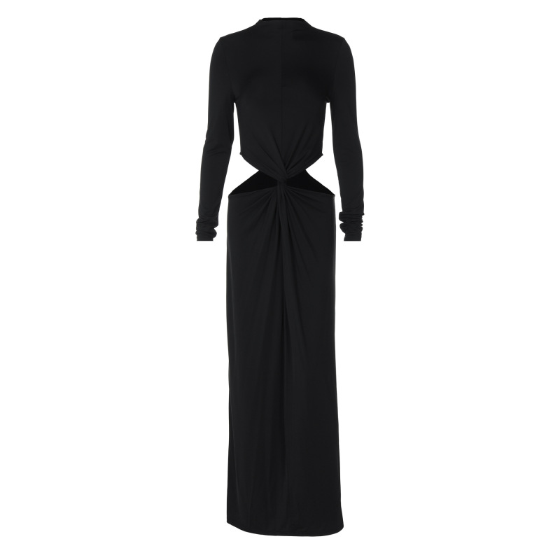 Embroidered Hollow - out Cropped Long Dress