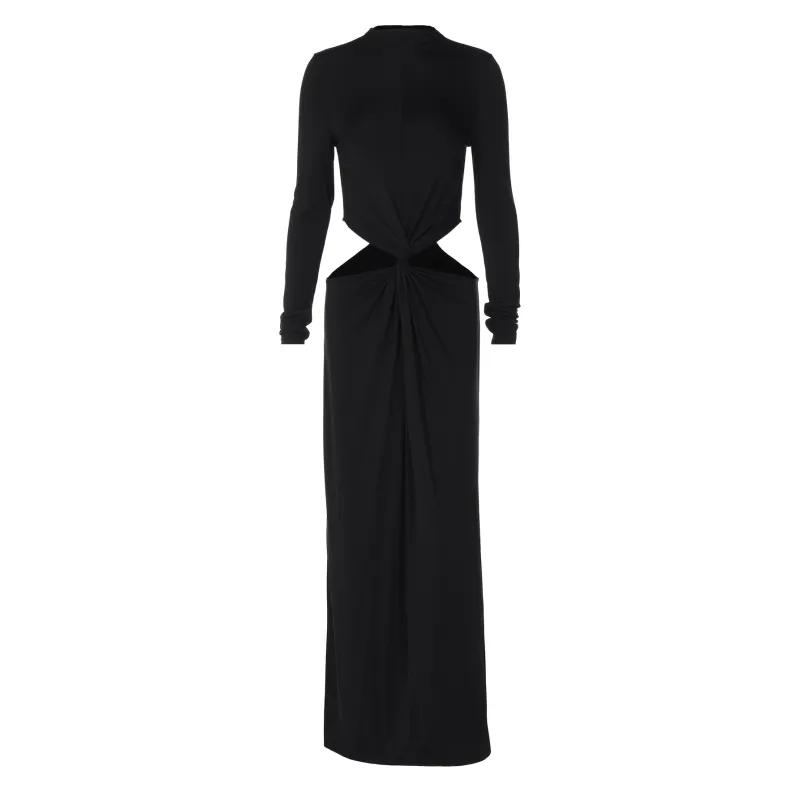 Embroidered Hollow - out Cropped Long Dress