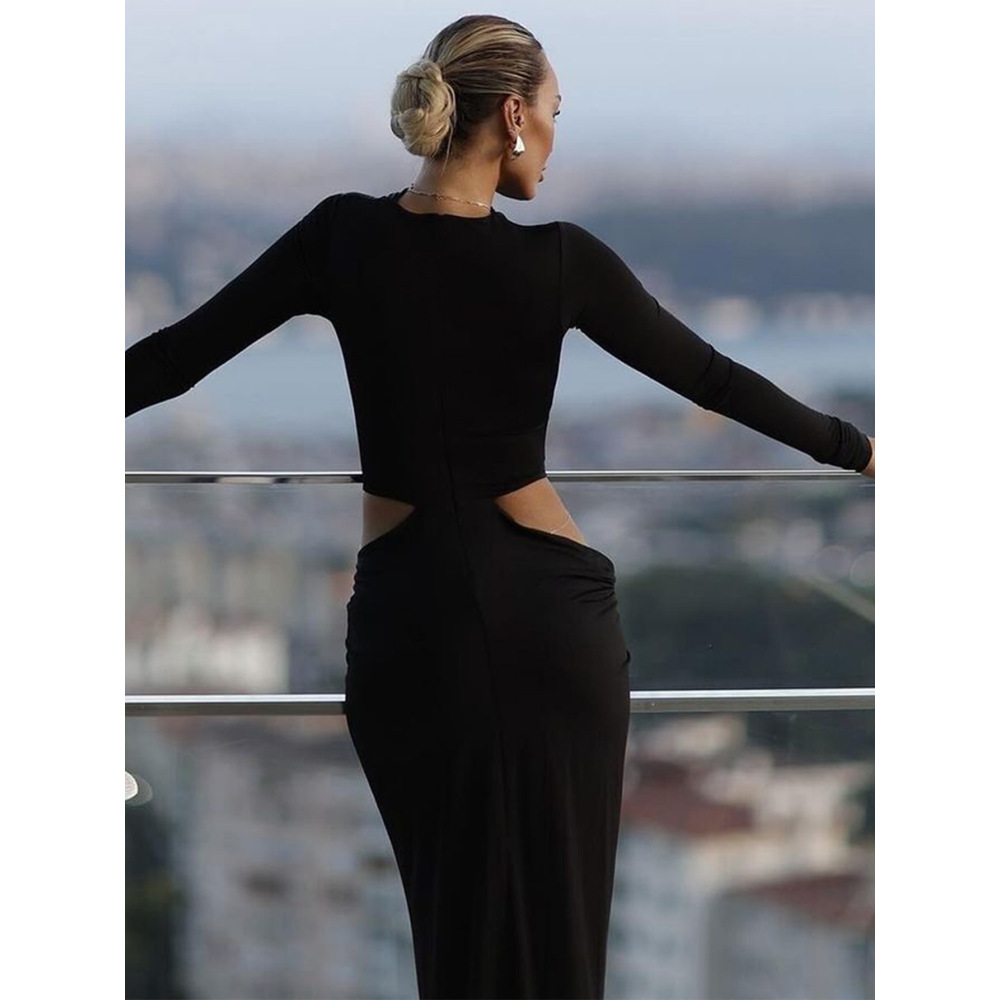 Embroidered Hollow - out Cropped Long Dress