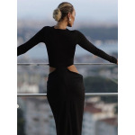 Embroidered Hollow - out Cropped Long Dress
