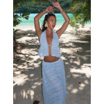 Embroidered Lace - Spliced See - Through Loose Pleated Set 