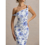 Floral Print One - Shoulder Knot Slim Maxi Dress