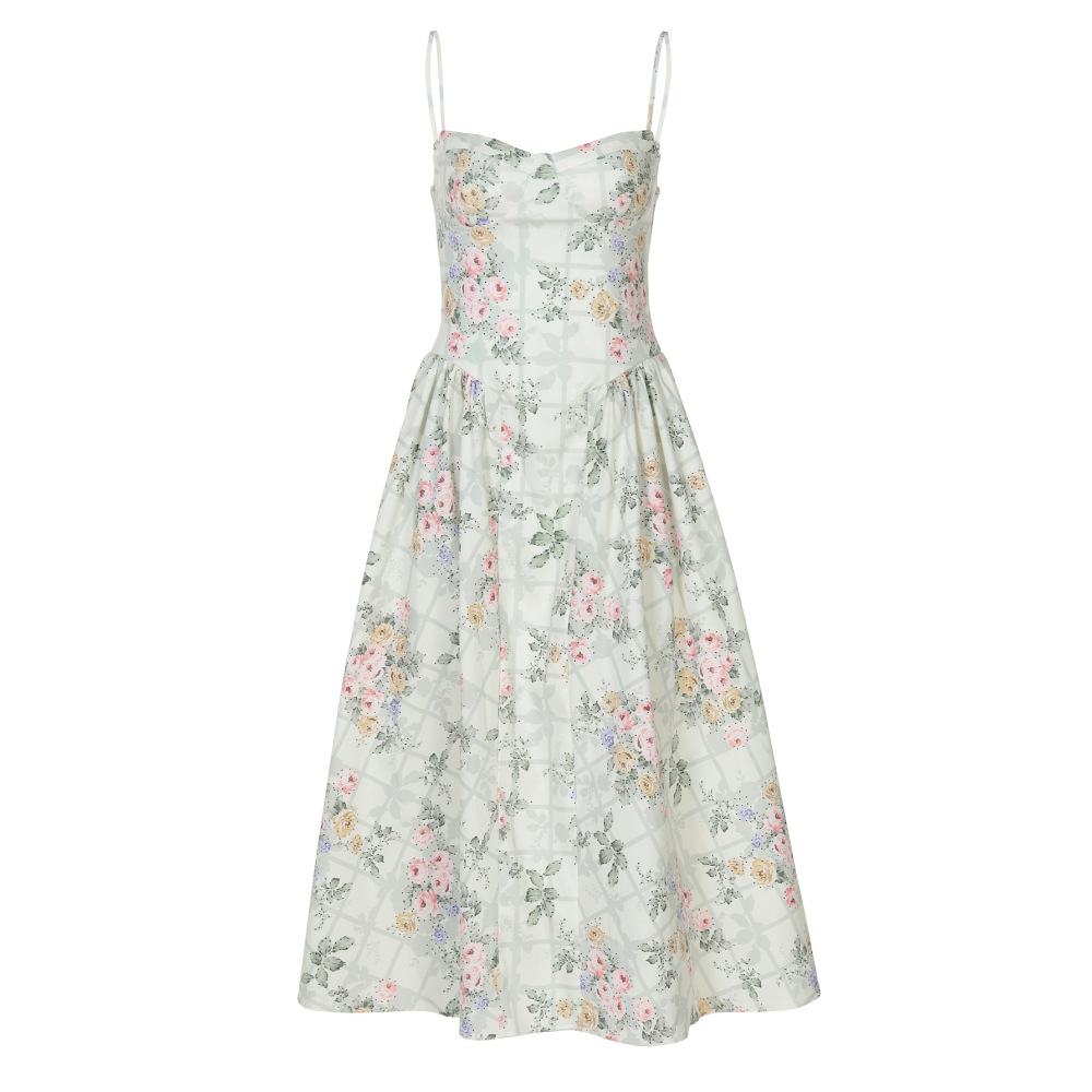 French Style Sexy Waist Tie Floral Dress