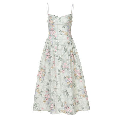 French Style Sexy Waist Tie Floral Dress 01
