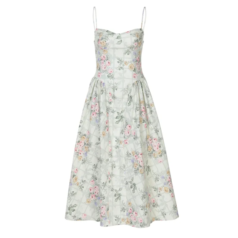 French Style Sexy Waist Tie Floral Dress