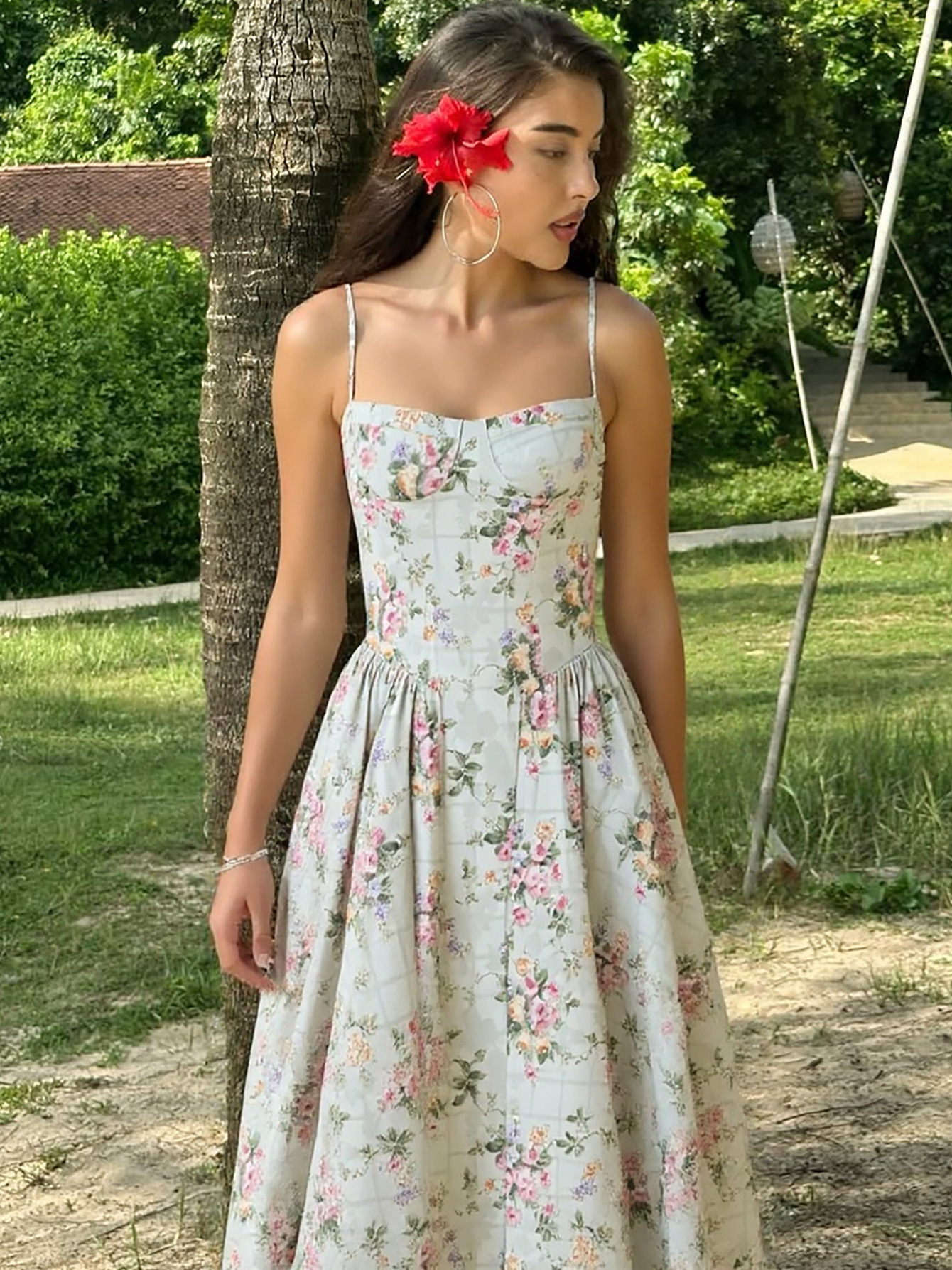 French Style Sexy Waist Tie Floral Dress