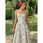 French Style Sexy Waist Tie Floral Dress