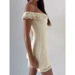 Lace Splice Short Sleeveless Backless Dress
