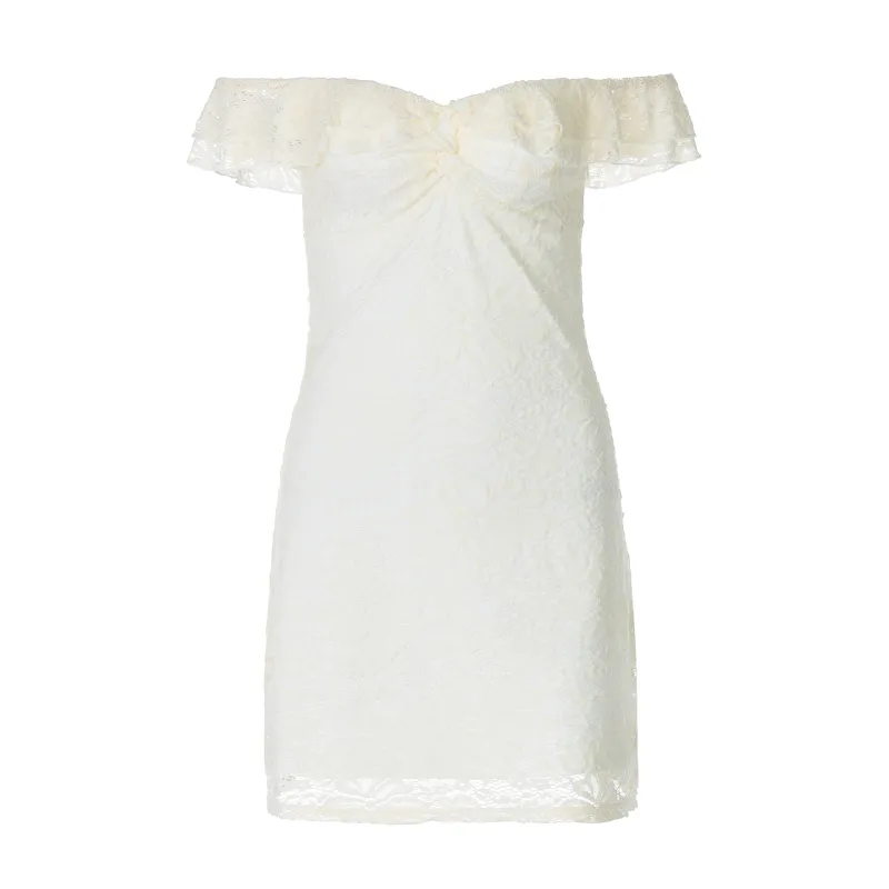 Lace Splice Short Sleeveless Backless Dress