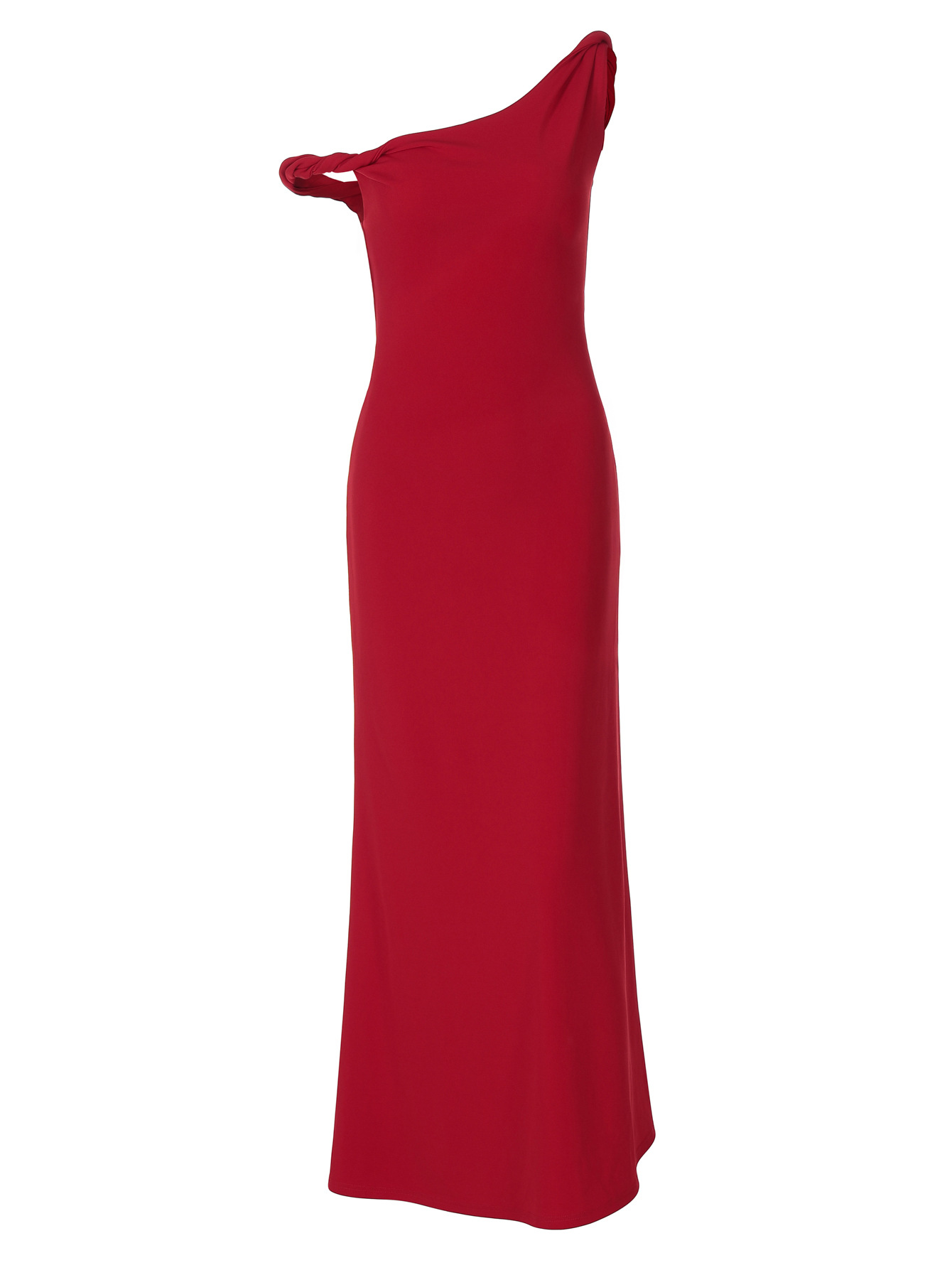 One - Shoulder Twisted Strap Fitted Long Dress