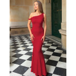 One - Shoulder Twisted Strap Fitted Long Dress