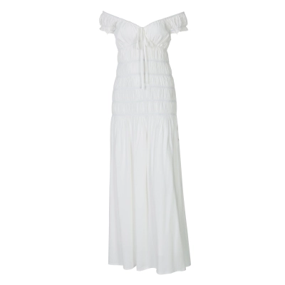Pleated Insert - Sleeve Fitted Textured Crepe Fresh - style Dress 01