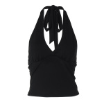 Solid - color Tight Cropped Halter Crop Top