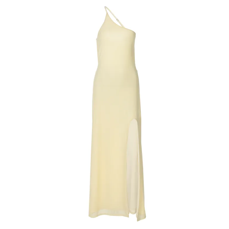 Solid Color Slim - Fit Slit Sexy Bustier Dress